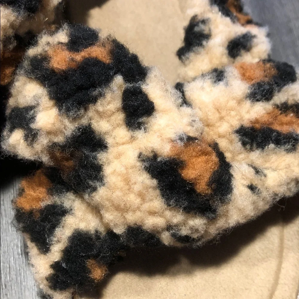 Nordstrom Leopard-Print Faux Shearling Slide Sandals in Tan and Black